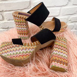 Black Heels with Colorful Pattern